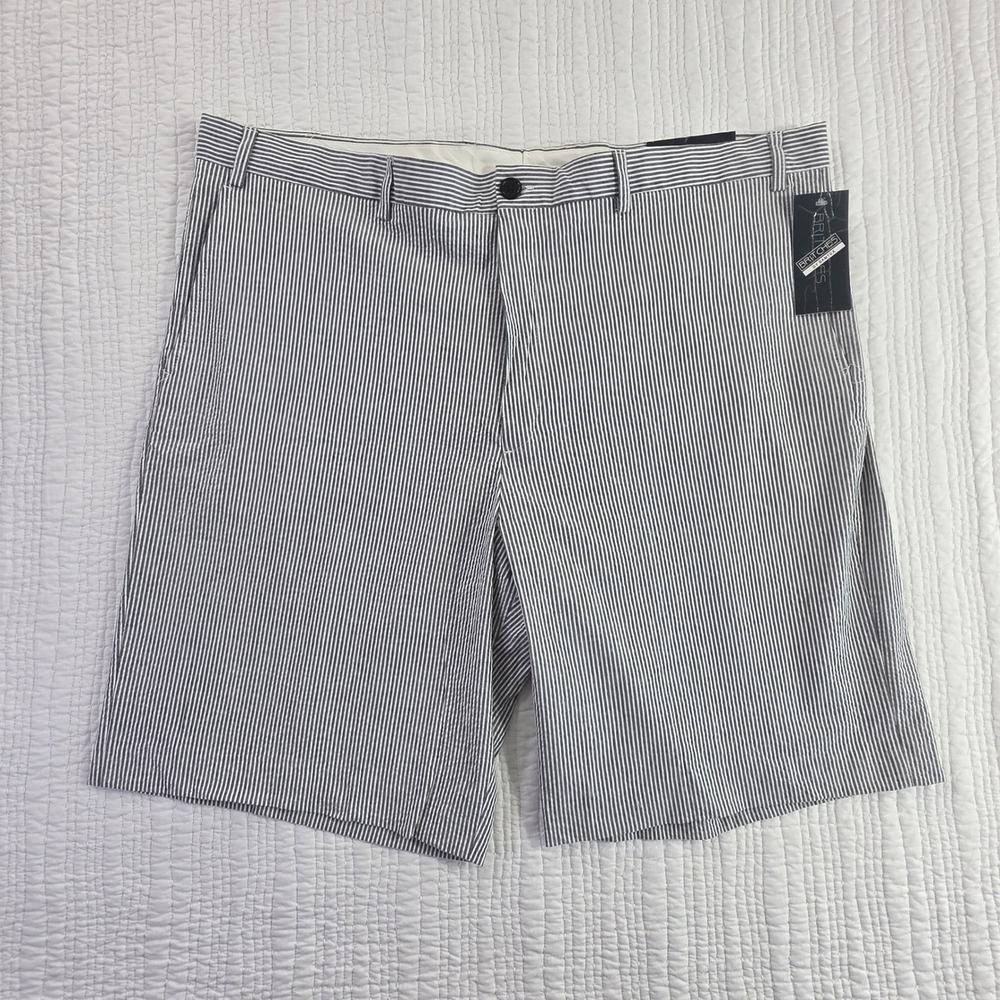 Britches By Samtex Mens 42 NWT Navy White Seersucker Pinstripe Cotton Shorts